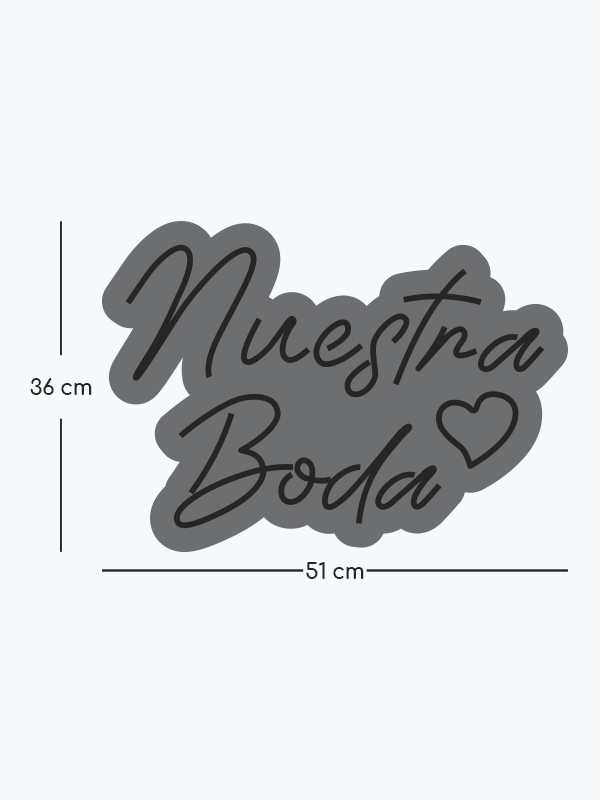 Letrero con Corte de Silueta en Neonflex Nuestra Boda - Imagen 3