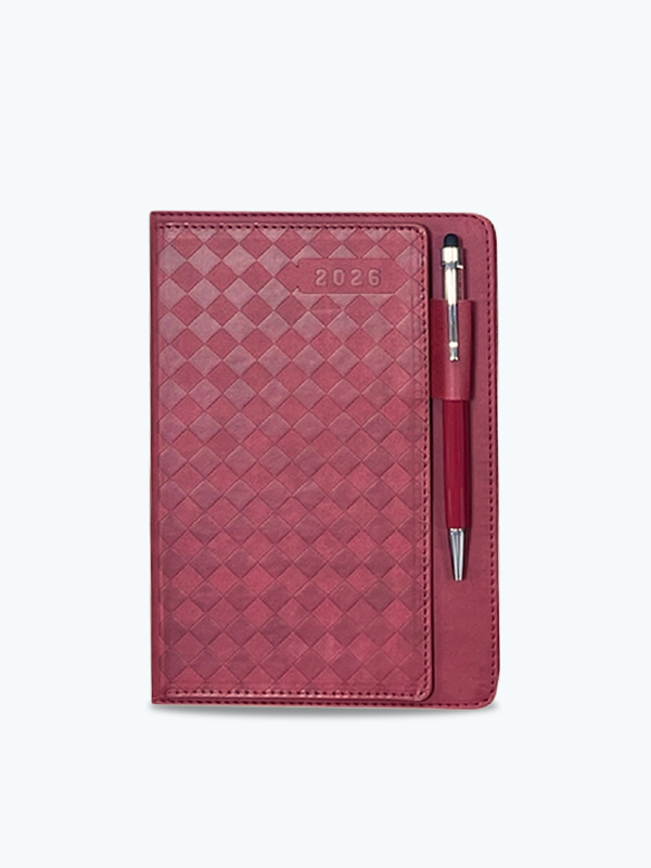 Agenda Diaria de Rombos 2026 c/Pluma A5 Roja