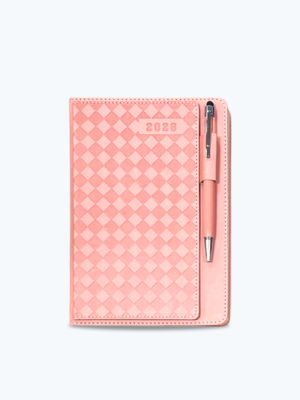 Agenda Diaria de Rombos 2026 c/Pluma A5 Rosa