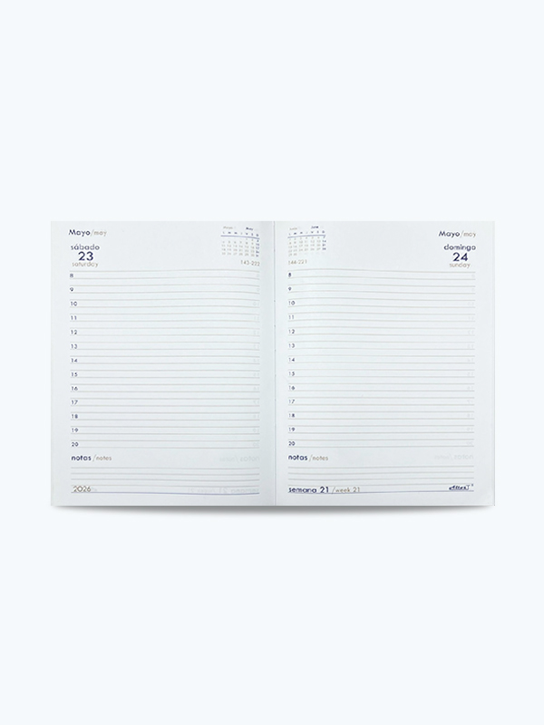 Agenda Diaria Grande 2026 Espiral (mod YC023420) Caja 30 pz - Imagen 5