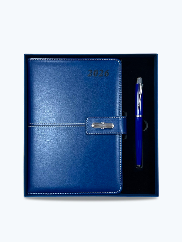 Agenda Diaria Caja y Pluma A5 2026 Azul Rey