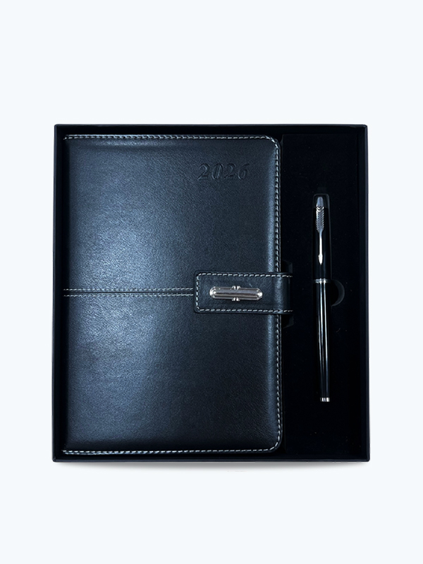Agenda Diaria con Caja y Pluma A5 Negro