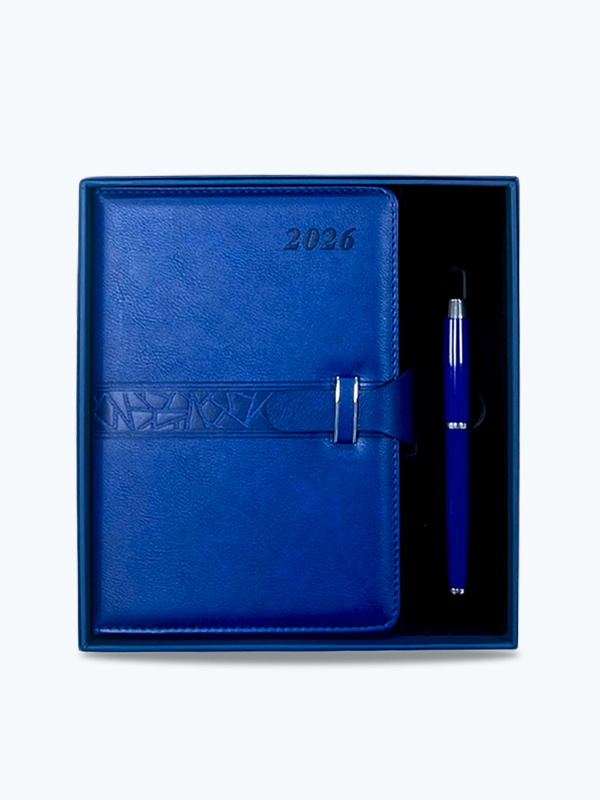 Agenda Diaria Caja y Pluma A5 2026 Azul Rey